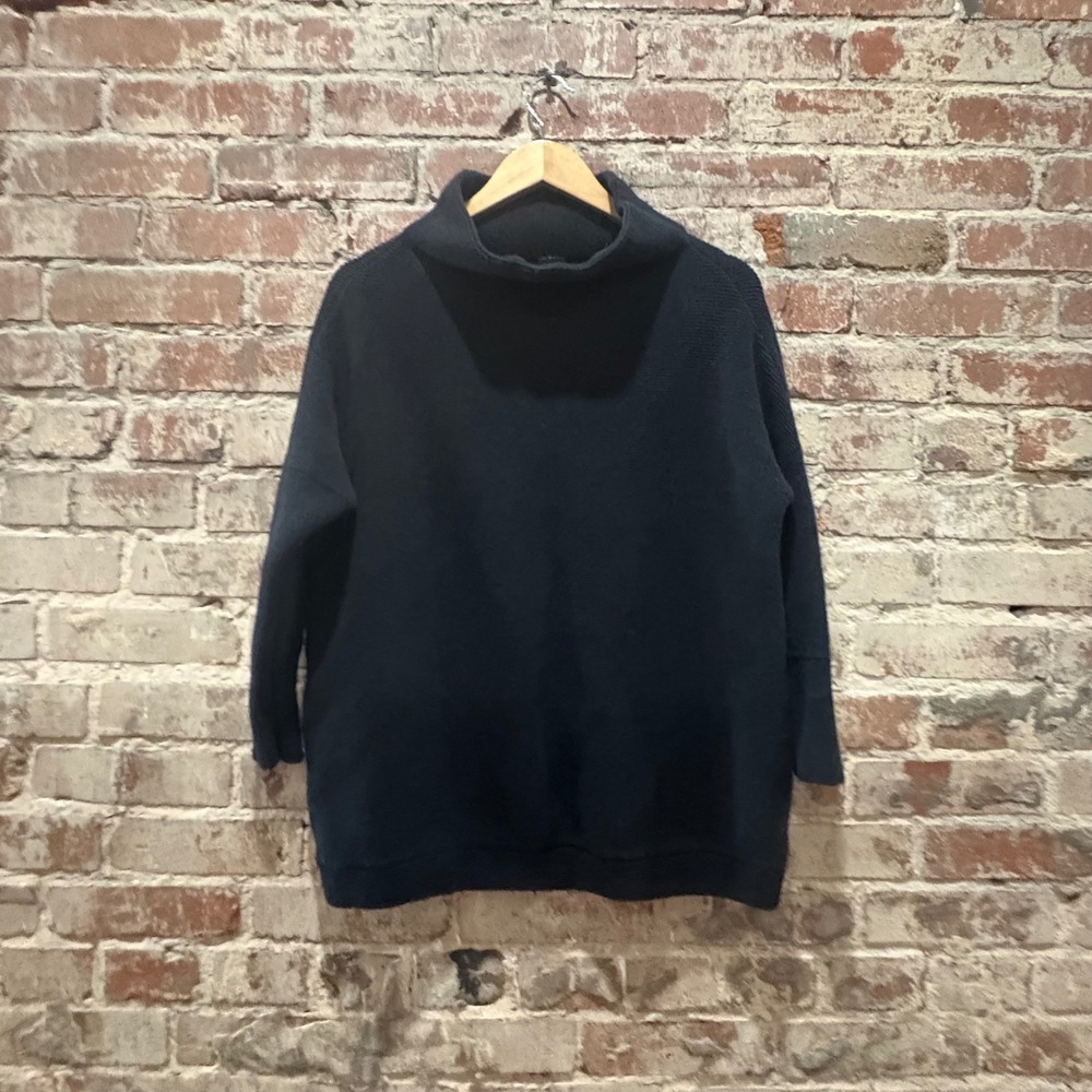Free People Black Turtleneck Oversized Knit Sweater Pullover Women's‎ Size S - Picture 4 of 8